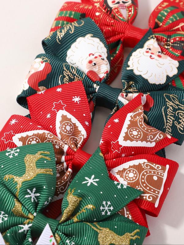 Cute Bowknot Design Hair Clips, 2024 New Style Christmas Themed Hair Accessories for Women & Girls, Minimalist Headwear Suitable for Thick Hair