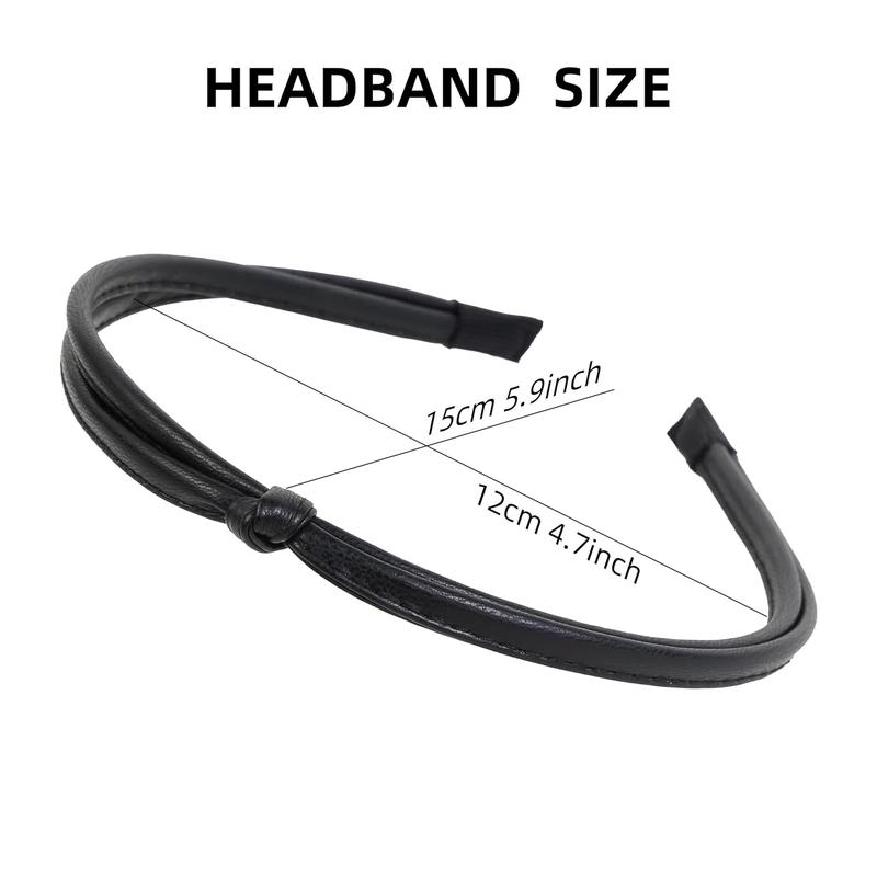 5 Count Thin Leather Headbands for Women, Cute Knotted Head Bands for Women’s Hair Fashion Headband Black Brown White Headbands for Girls Womens Hair Accessories