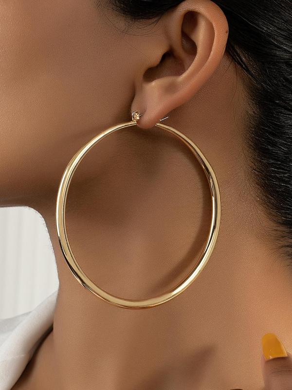 Women's Punk Style Exaggerated Hoop Earrings, 1 Pair Minimalist Large Hoop Earrings, Chic Gorgeous Jewelry As Birthday Gift for Girlfriend