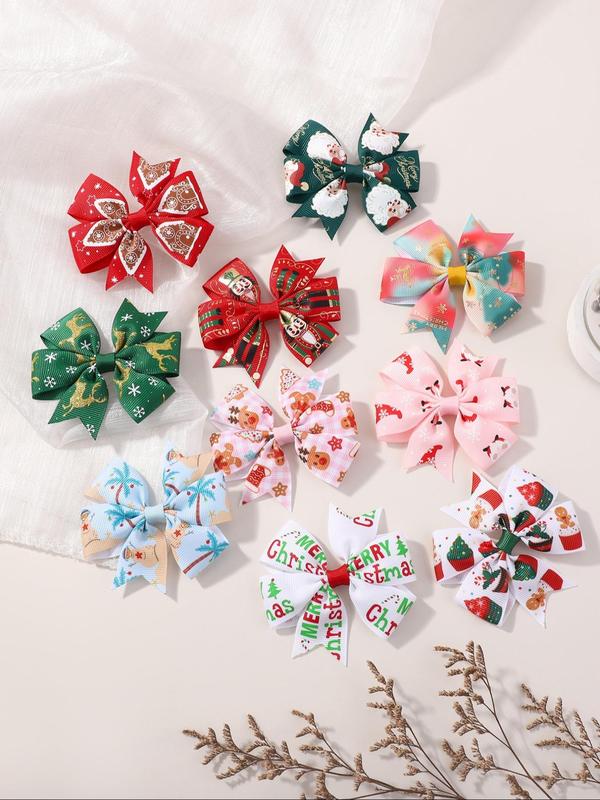 Cute Bowknot Design Hair Clips, 2024 New Style Christmas Themed Hair Accessories for Women & Girls, Minimalist Headwear Suitable for Thick Hair