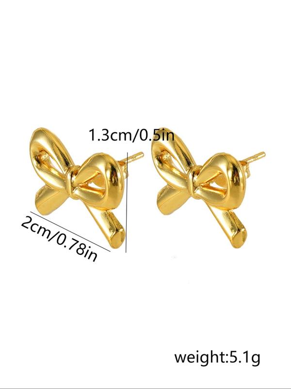 Cute Bow Design Stud Earrings, Fashionable Jewelry for Women & Girls, Trendy All-match & Exquisite Jewelry for Birthday Gift