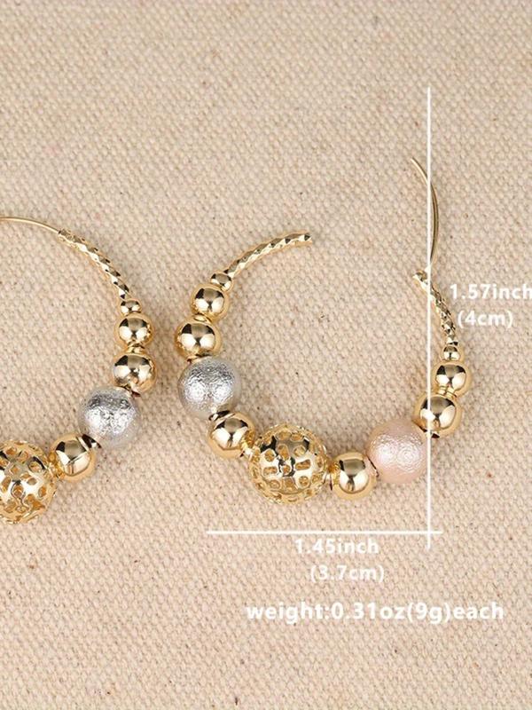 Fashion Beaded Design Hoop Earrings, Elegant Jewelry for Women & Girls, Trendy All-match & Exquisite Jewelry for Birthday Gift