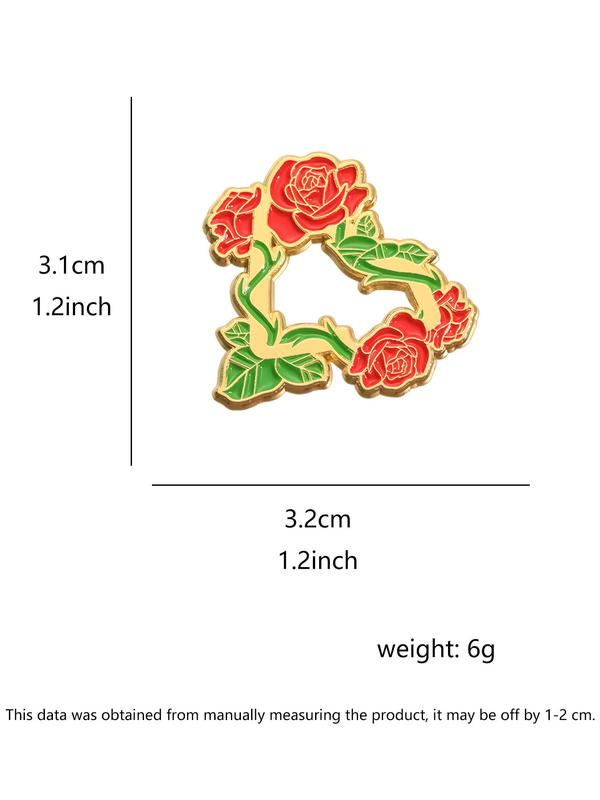 Cute Elegant Heart & Rose Design Brooch, 3 Counts set Creative Fashion Badge for Hat & Clothes & Backpack Decor, Trendy Clothes Accessories for Men & Women