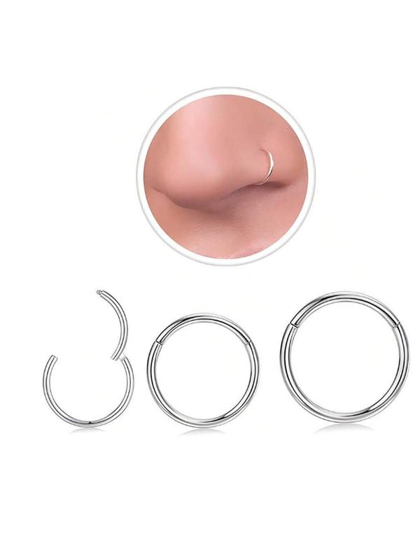 Stainless Steel Nose Ring, Fashionable Nose Ring for Women & Men, Body Jewelry for Party, Daily Clothing Decor, Trendy All-match & Exquisite Jewelry for Birthday Gift