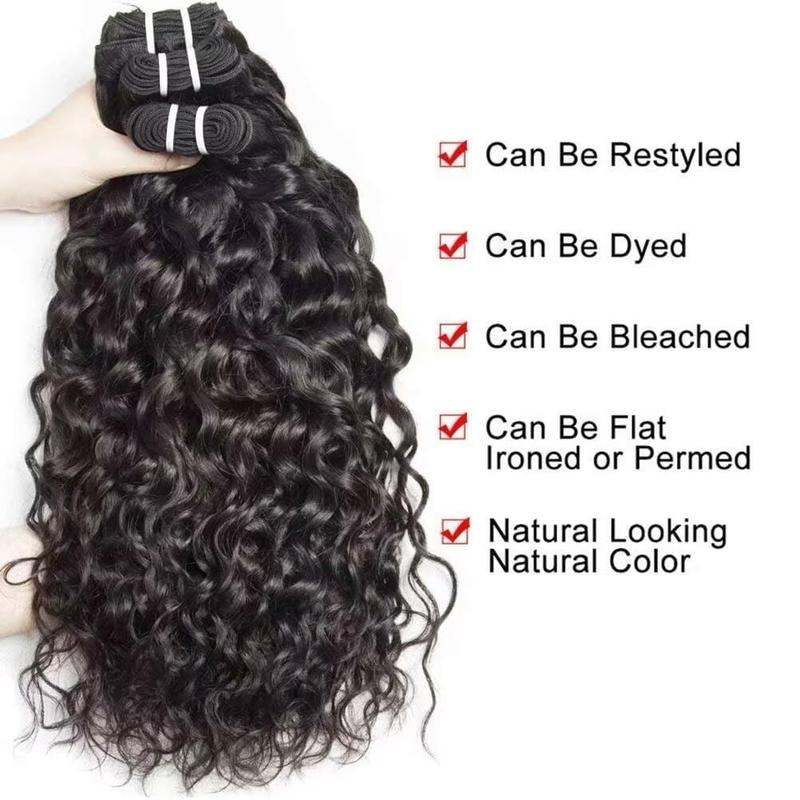 [Wequeen] Water Wave Human Hair Bundles Brazilian 100% Human Hair Budget Friendly 10A Grade Viral Hair Natural Black Color