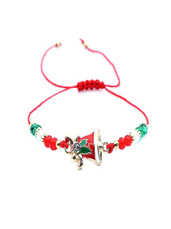 Christmas Themed Drawstring Bracelets, Cute Reindeer & Snowman & Christmas Tree Charm Bracelets, Fashionable Jewelry for Women & Men