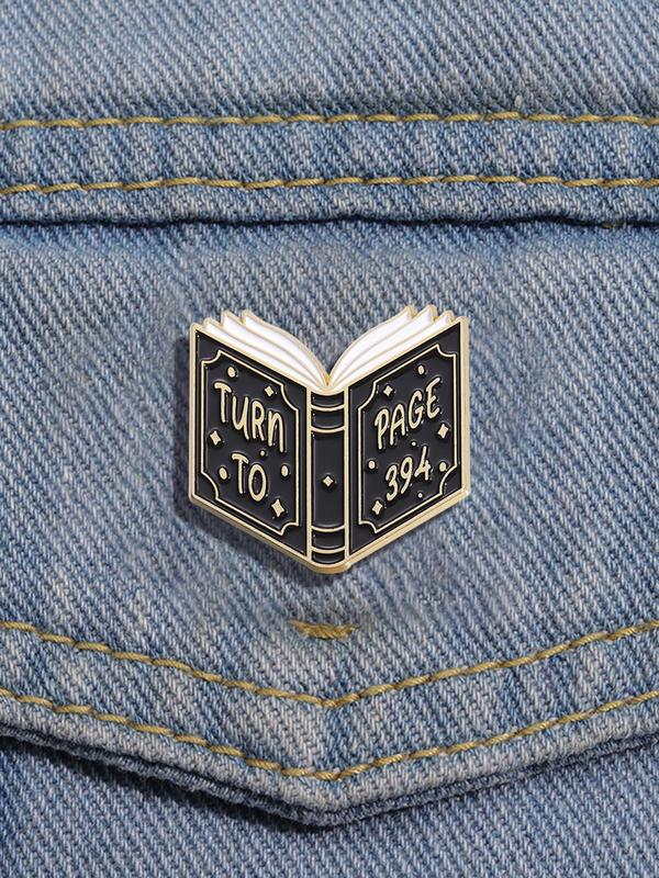 Book Design Brooch, Fashionable Alloy Letters Design Brooch for Clothes, Fashion Brooch for Daily Clothing Decor, Trendy All-match & Exquisite Brooch for Birthday Gift