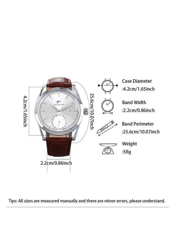 Men's Business Round Dial Analog Quartz Watch, Fashion Watch for Party, Daily Clothing Decor, Trendy All-match & Exquisite Watch for Birthday Gift with Box