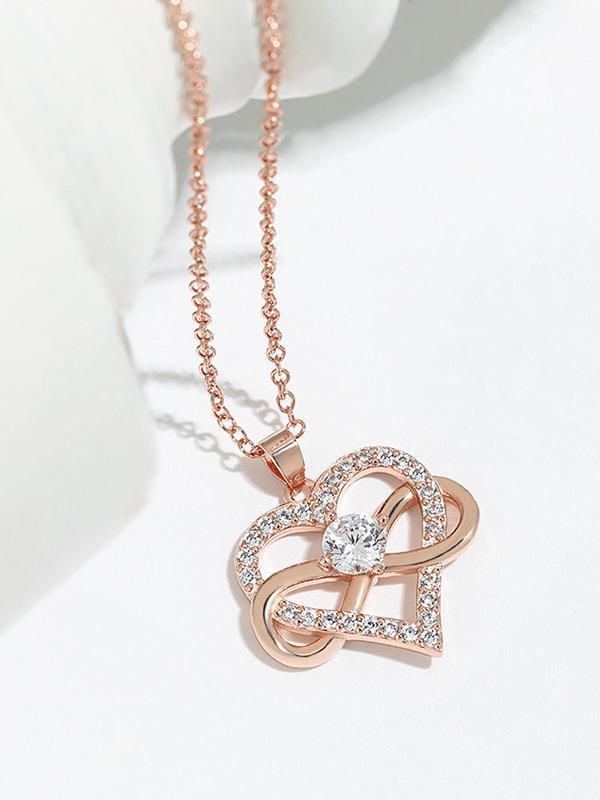 Infinity   Heart Design Pendant Necklace, Rhinestone Decor Necklace for Women for Gift, Fashion Jewelry for Party, Daily Decor, Trendy All-match & Exquisite Jewelry for Birthday Gift