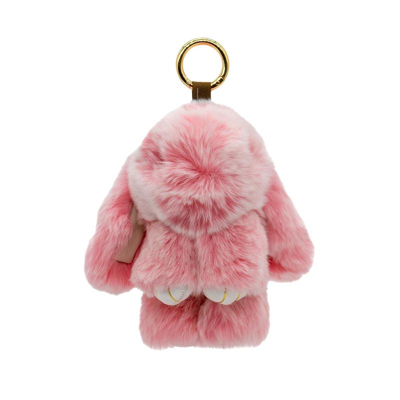 BUNNYLULU × Handmade Fluffy Bunny PomPom Keychain with Designed Tin Box, Gifts for Halloween Christmas Holiday