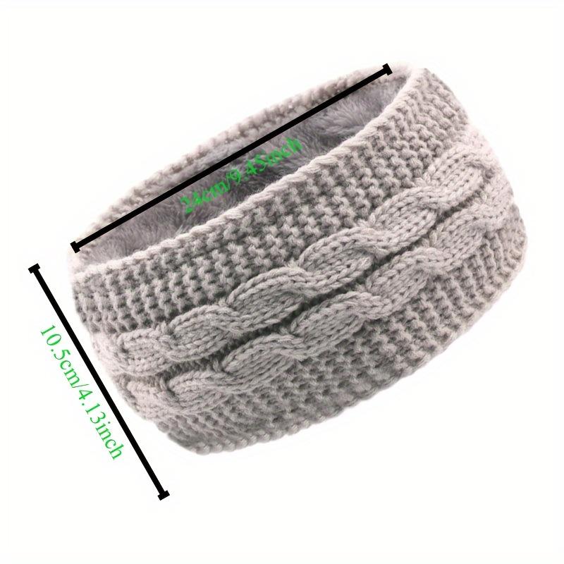 Set 2 Knitted Acrylic Warm Headbands with Fleece Lining - Elastic Winter Ear Warmer Hairbands with Classic Cable Knit Design for Women Daily Use