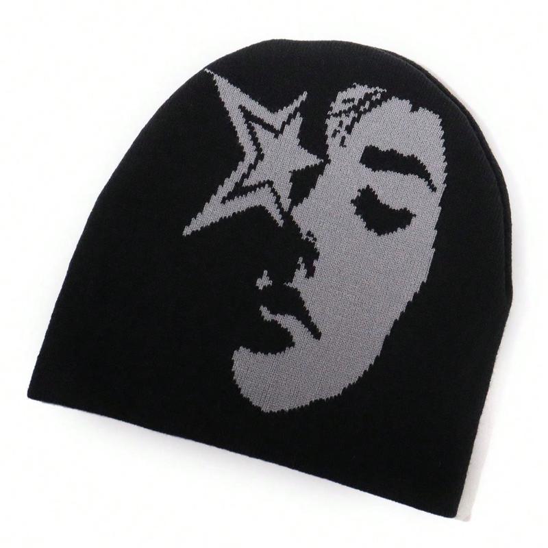 Unisex New Cross-Border Fashionable Jacquard Knitted Hat With Face Pattern, Trendy And Warm Winter Hat Beanies Beanie