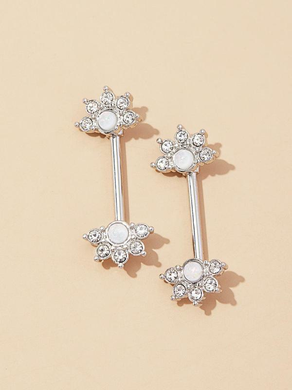 Women's Elegant Rhinestone Decorated Nipples Ring (1 Pair), Fashion Jewelry for Party, Daily Clothing Decor, Trendy All-match & Exquisite Jewelry for Birthday Gift