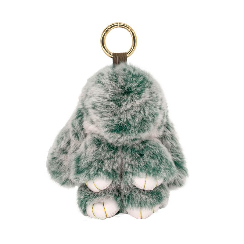 BUNNYLULU × Handmade Fluffy Bunny PomPom Keychain with Designed Tin Box, Gifts for Halloween Christmas Holiday