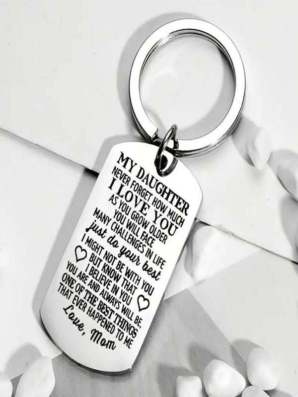 Letters Cute Keychain for Dear Daughter, Trendy Slogan Car Keychain & Key Fob, Novelty Accessories for Family As Birthday Gift