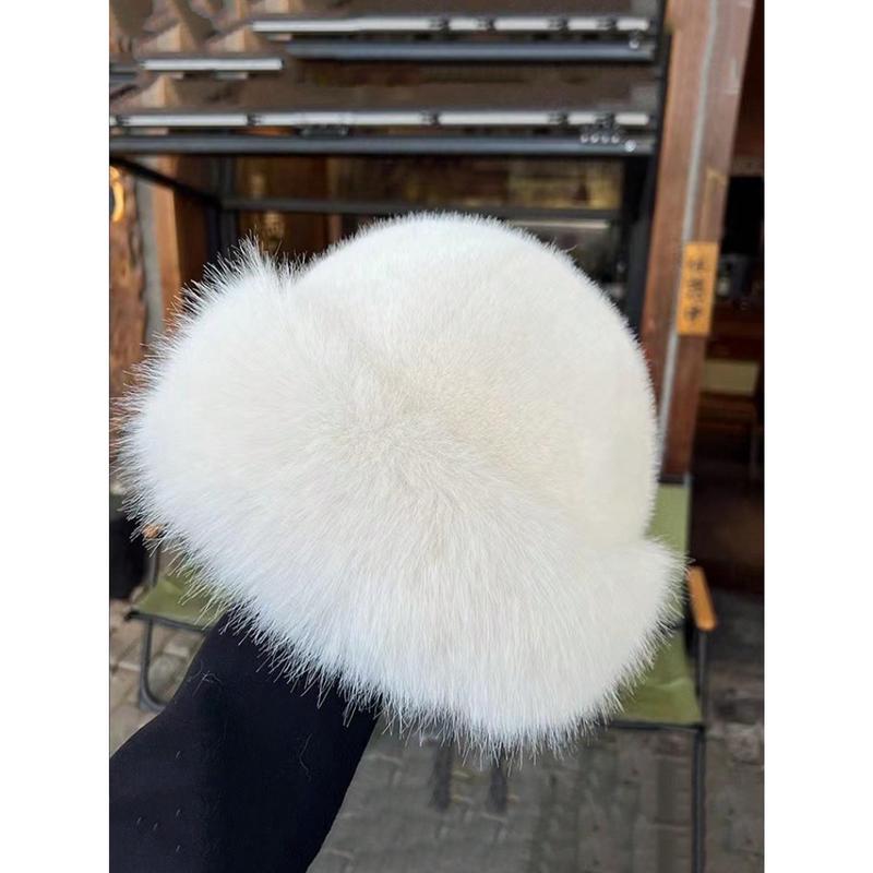 1pc Women Winter Furry Hat, European & Korean Style Warm Headwear, Solid Color Cute & Versatile, Thicker Design