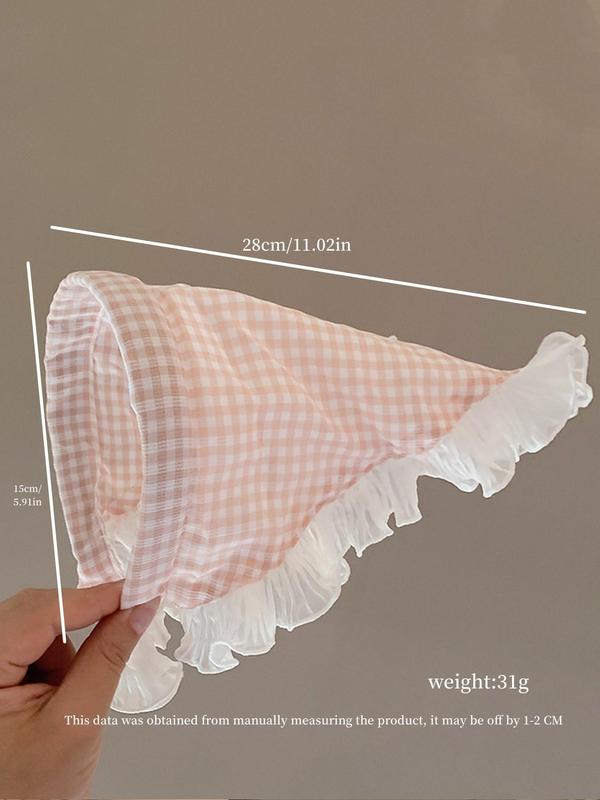 Women's Cute Plaid Pattern Ruffle Trim Headband, Fashionable Hair Accessories for Women & Girls, Elegant All-match Fashion Accessories for Daily Wear