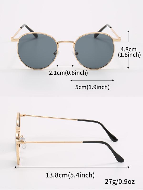 Unisex Simple Style Retro Sunglasses, 1 Pair Trendy Casual Round Frame Sunglasses for Everyday Use, Fashion Vintage Sunglasses for Outdoor Activities