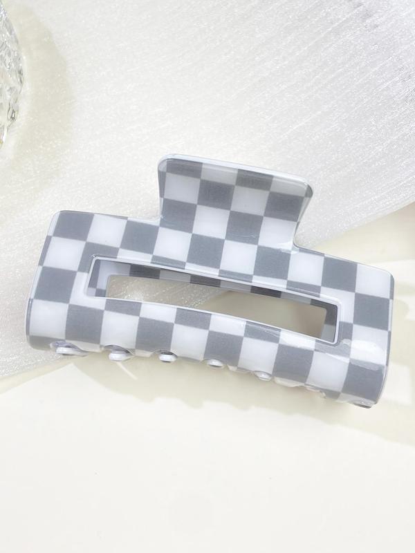 Minimalist Casual Plaid Pattern Hollow Out Design Hair Claw, Stylish Designer Colorblock Hair Claw for Women As Gift, Fashion Exquisite Hair Accessories