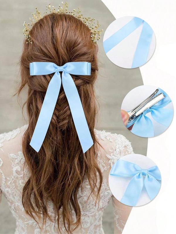 Solid Color Bow Decor Hair Clip, Elegant Hair Accessories for Women & Girls, Minimalist Headwear Suitable for Thick Hair