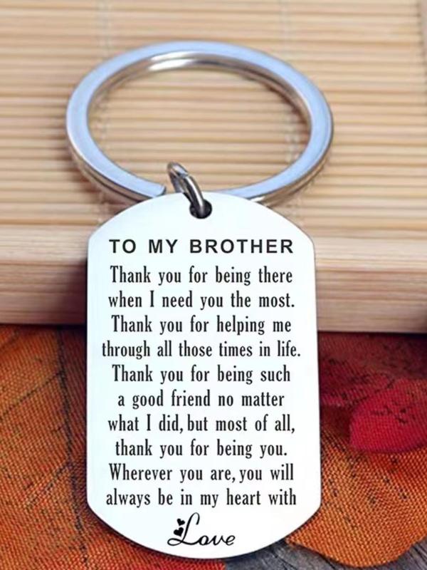 Stainless Steel Keychain, Letter Pattern Keychain for Brother, Inspirational Family Gifts, Sweet 16th 18th Birthday Graduation Gift for Teen Boys