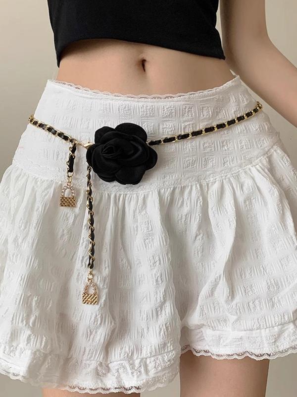 Women's Elegant Flower Decorated Skinny Belt, Fashionable Lock Design Waist Belt for Women & Girls, Fashion Belt for  Clothing Decor, Trendy Belt for Gift