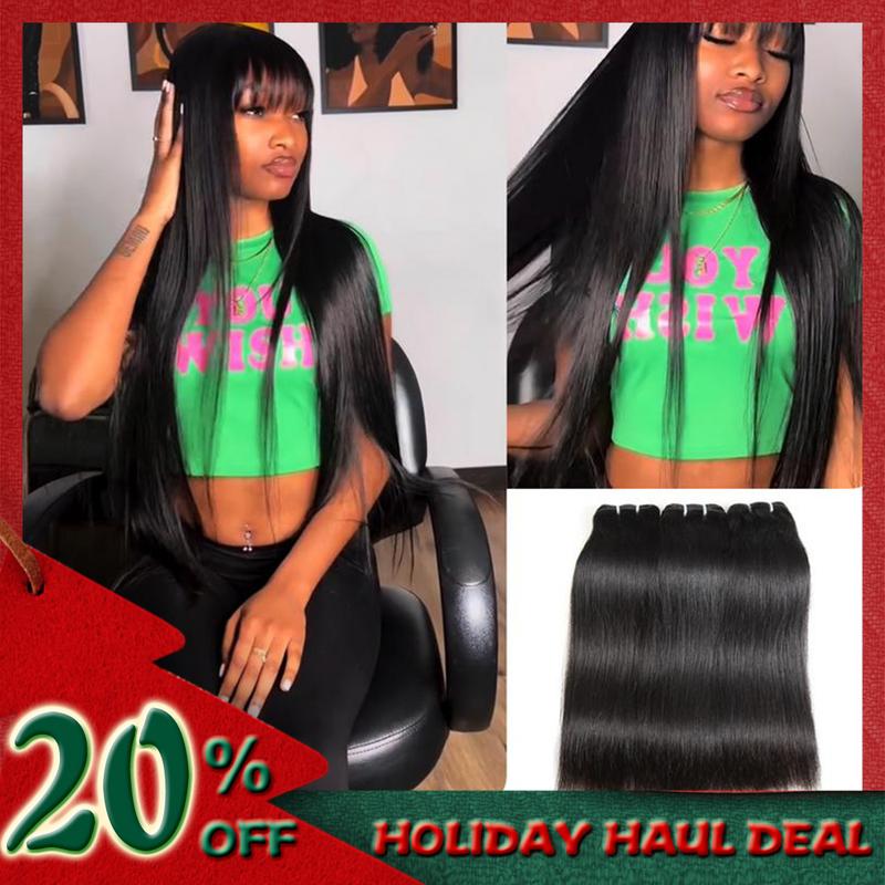 [Wequeen] Straight Human Hair Bundles Brazilian 100% Human Hair Budget Friendly 10A Grade Viral Hair Natural Black Color