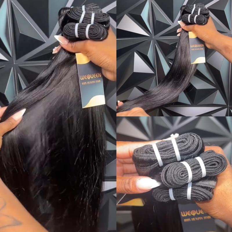 [Wequeen] Straight Human Hair Bundles Brazilian 100% Human Hair Budget Friendly 10A Grade Viral Hair Natural Black Color