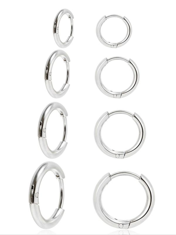 Simple Hoop Earrings As Gift, Minimalist Hoop Earrings for Women, Stainless Steel Ear Piercing Jewelry for Daily Wear