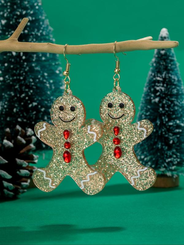 Cute Cartoon Gingerbread Man Design Dangle Earrings, Fashionable Jewelry for Women & Men, Trendy All-match & Exquisite Jewelry for Birthday Gift