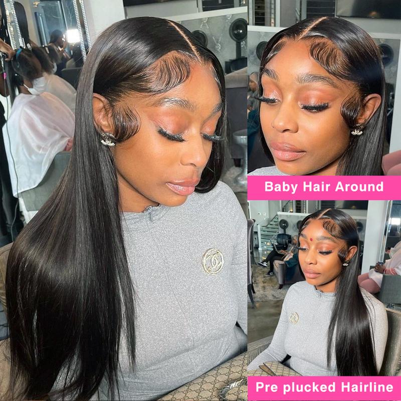 13x4 HD Transparent Lace Front Wigs Human Hair Smooth Pre Plucked For Women Brazilian 13x4 Lace Frontal Wig Human Hair Straight 180% 28 30 inch Straight Wigs Sale