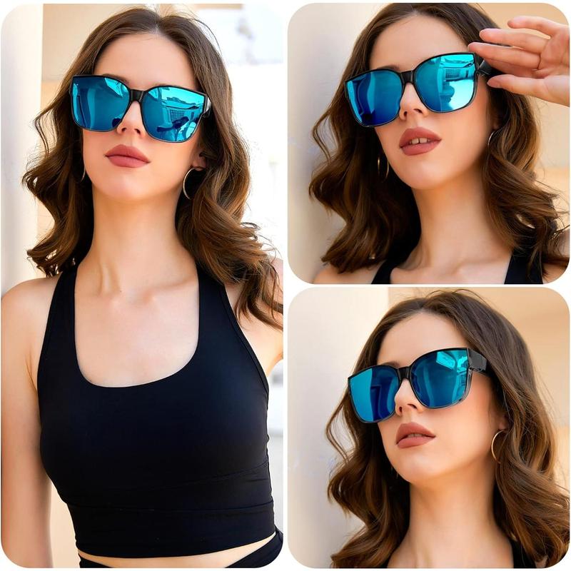 FEISEDY Women Men Polarized Fit Over Sunglasses Oversized Trendy Square Cat Eye Wear Over Glasses B2849