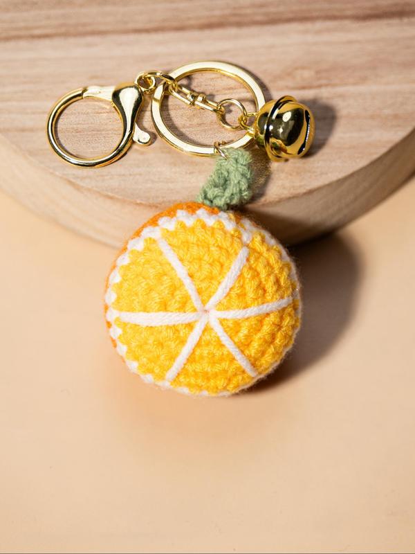 Cute Sunflower & Orange Design Keychain, Handmade Knitted Keychain for Women & Men, Fashion Accessories for Bag, Car Key, Backpack Decoration