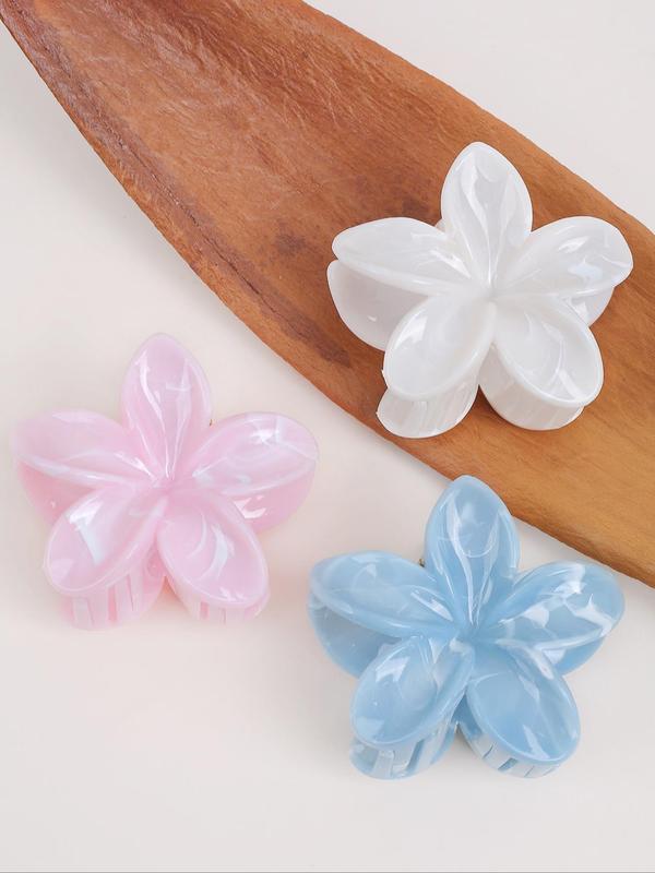 Simple Mixed Color Flower Design Hair Claws, 2024 New Style Cute Hair Accessories for Women & Girls, Minimalist Headwear Suitable for Thick Hair Hairstyles Ideas