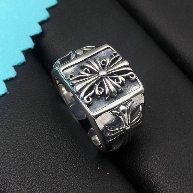 Retro personality cross domineering open adjustable titanium steel ring