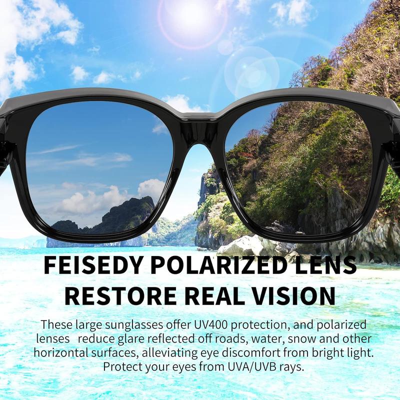 FEISEDY Women Men Polarized Fit Over Sunglasses Oversized Trendy Square Cat Eye Wear Over Glasses B2849