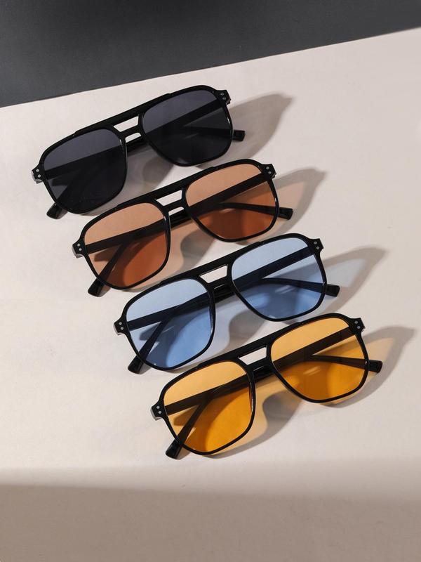 Unisex Simple Style Tinted Lens Top Bar Design Sunglasses, Trendy Casual Glasses Trends 2024 for Women for Everyday Use, Fashion Accessories for Outdoor Activities