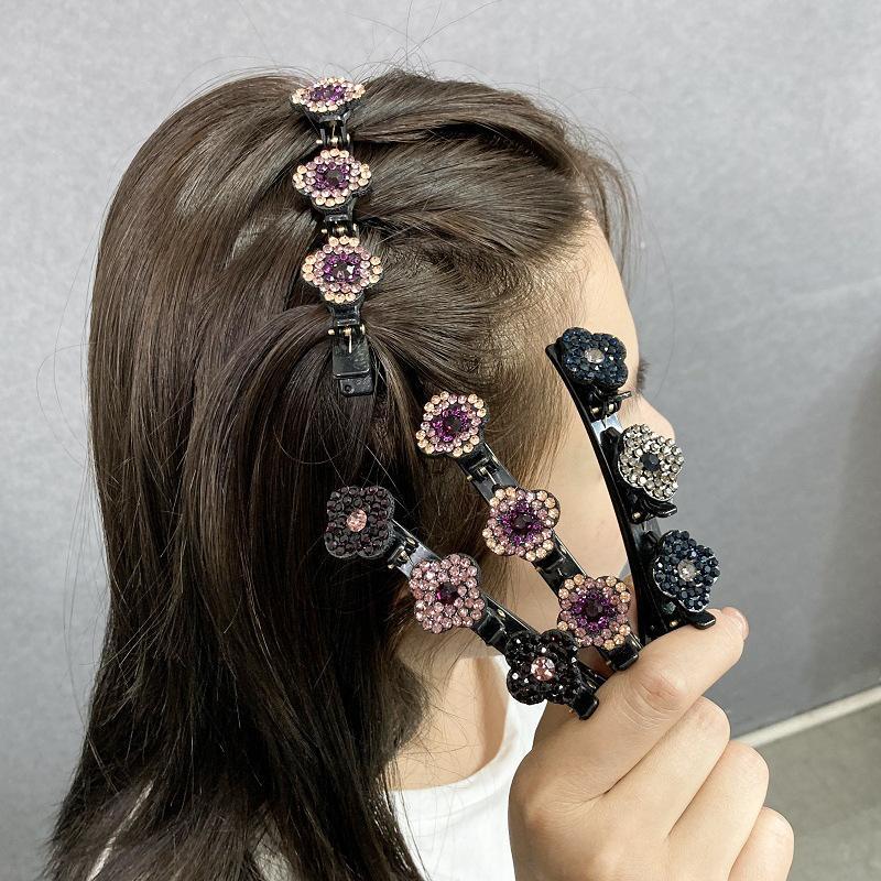 Rhinestone Decorated Hair Clips (8 Counts set), Fashionable Hair Accessories For Women & Girls, Heatless Styling Tools For Daily Use