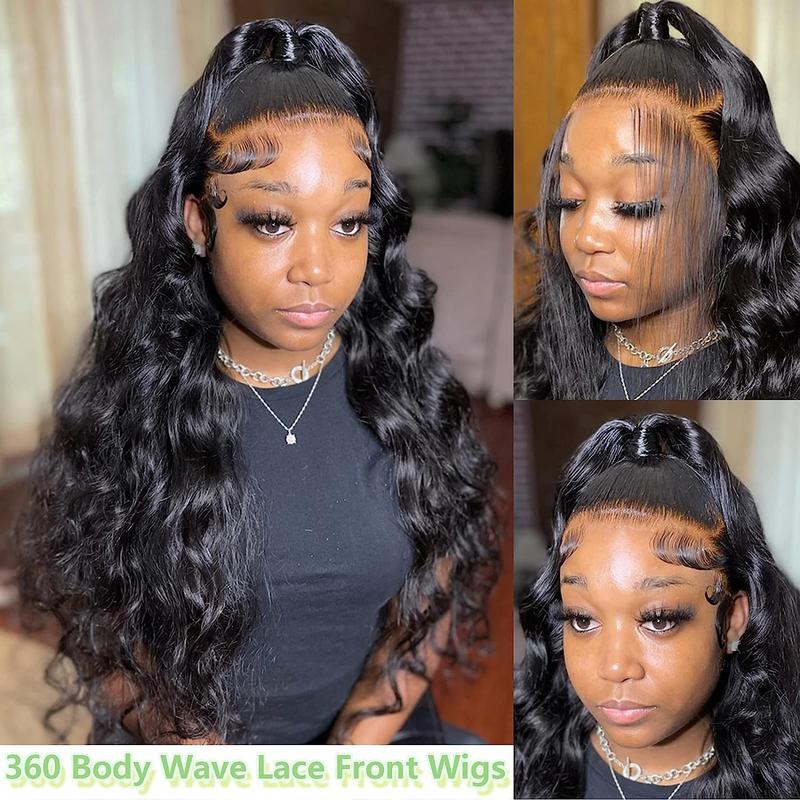 Bling Hair 360 Full Lace Wigs Human Hair Body Wave Transparent 13x4 Lace Frontal Wigs Human Hair Brazilian Wig 180% Density For Black Women 30 32 Inch