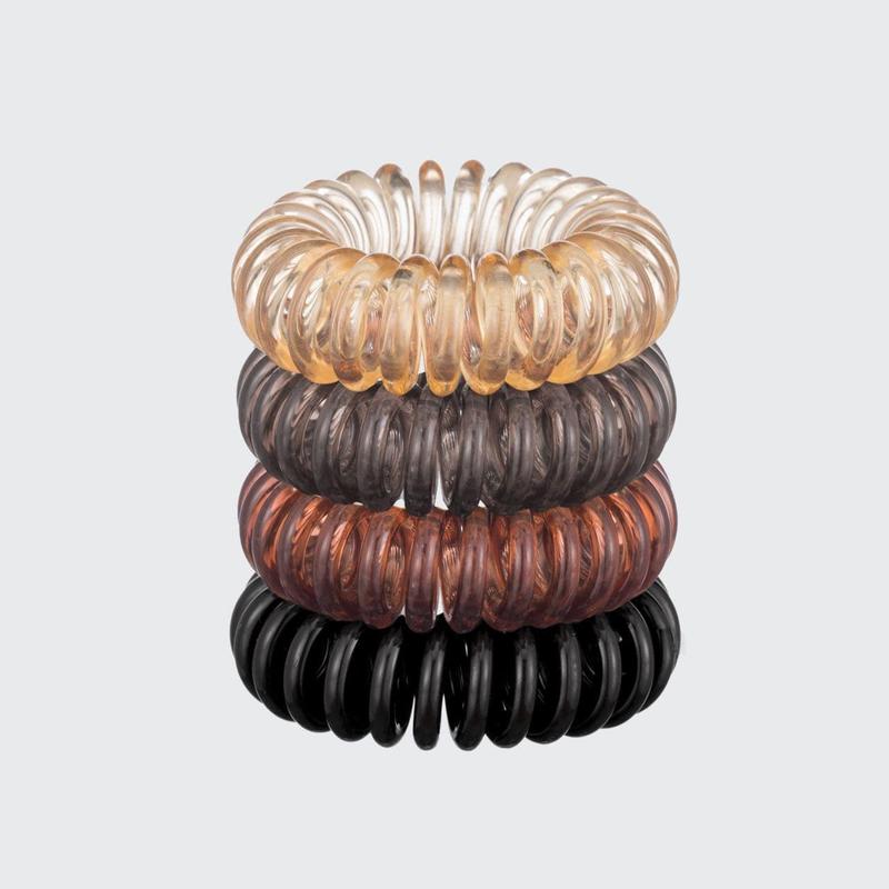 Spiral Hair Ties 4 Pc - Brunette