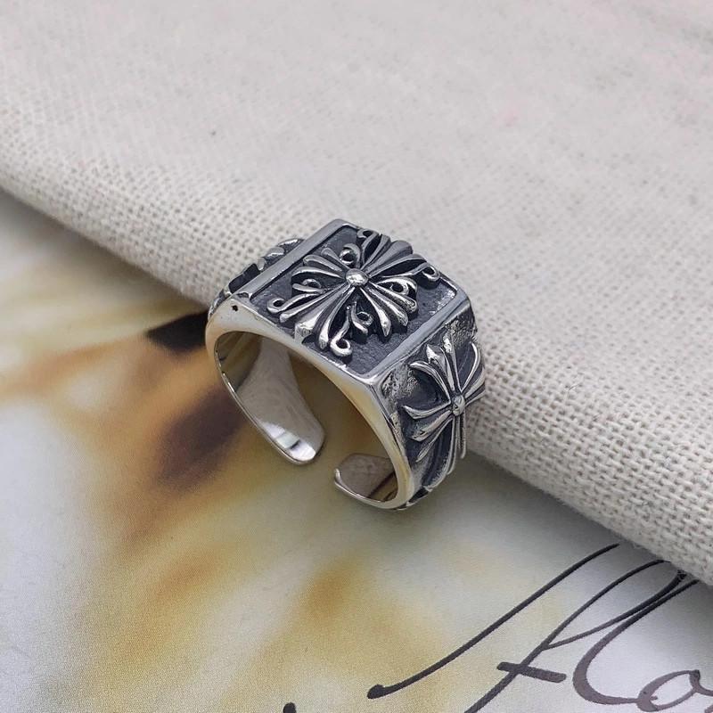 Retro personality cross domineering open adjustable titanium steel ring