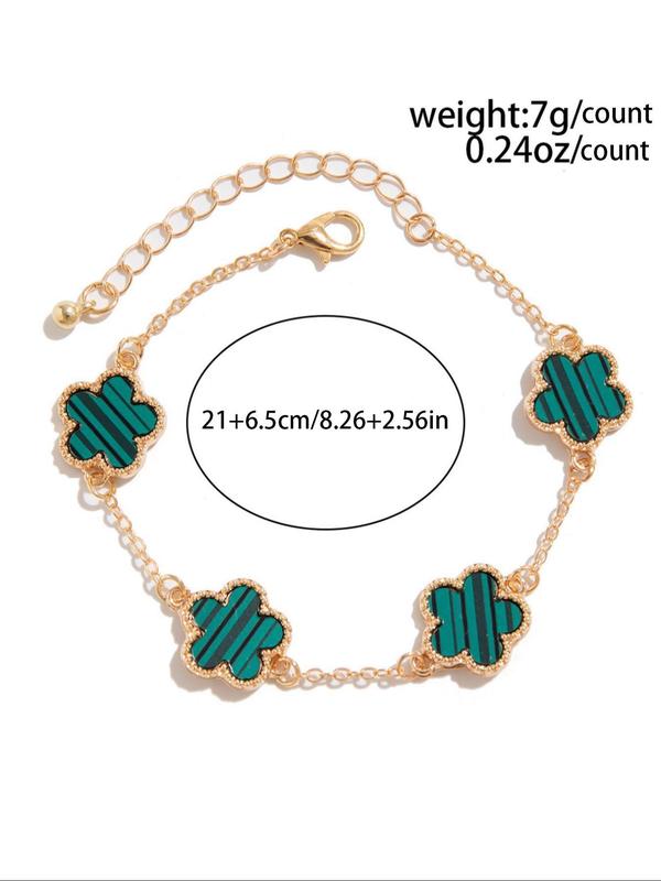 Five-leaf Flower Design Link Bracelet, Fashion Jewelry for Party, Daily Clothing Decor, Trendy All-match & Exquisite Jewelry for Birthday Gift