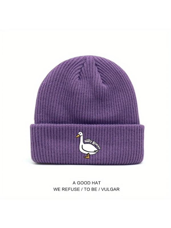 Unisex Casual Duck Graphic Beanie Hat, New Style Knit Hat for Fall & Winter, Fashion Accessories for Both Men & Women