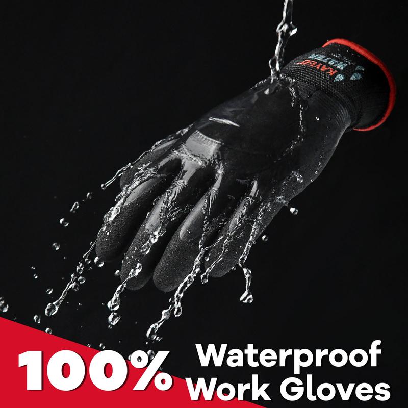 Outdoor Activity Waterproof Thermal Gloves. KAYGO Winter Waterproof Thermal Work Gloves for Men and Women, Full Hand Latex Coated, Acrylic Insulated Liner for Freezer Cold Weather, Fine Crinkle Grip,KG140W