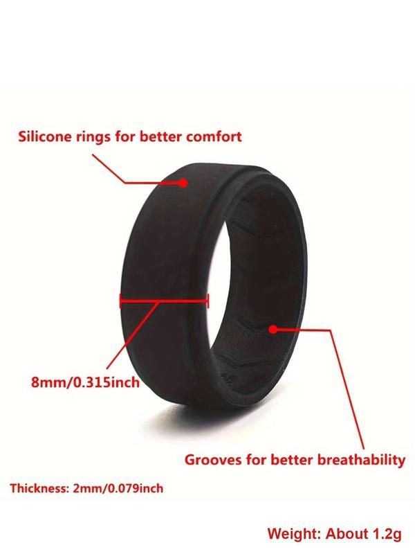 Men's Silicone Ring, Soft Camo & Plain Color Silicone Ring, Suitable for Outdoor Fitness, Running, Hiking, Camping, Perfect for Men's Daily Accessories