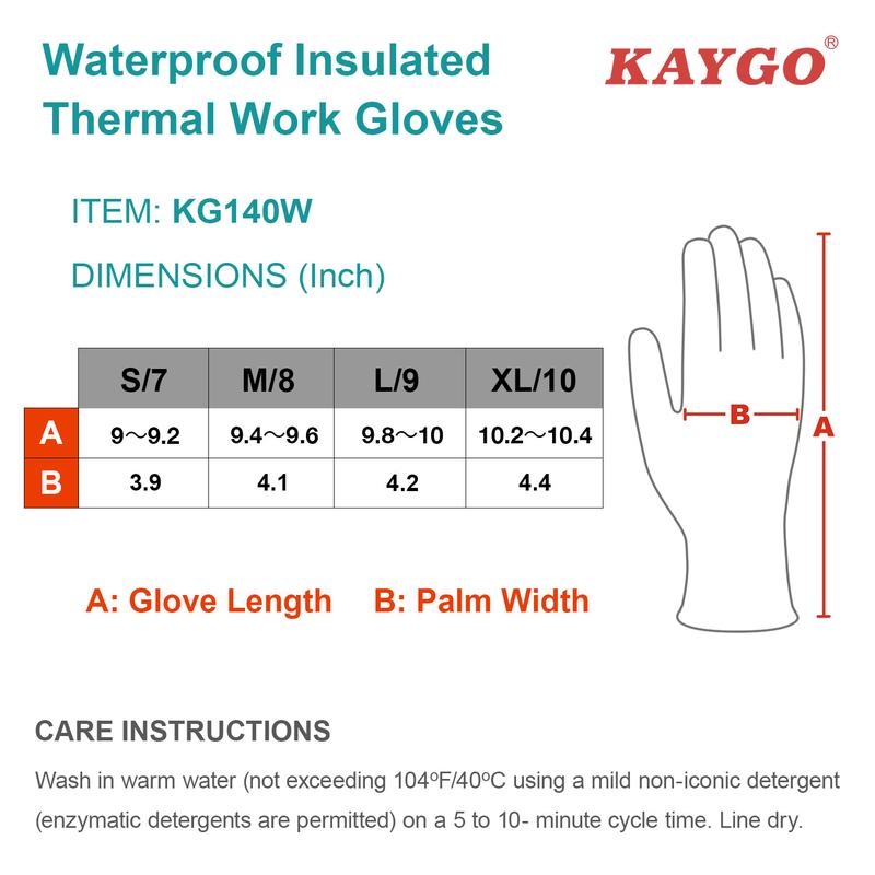 Outdoor Activity Waterproof Thermal Gloves. KAYGO Winter Waterproof Thermal Work Gloves for Men and Women, Full Hand Latex Coated, Acrylic Insulated Liner for Freezer Cold Weather, Fine Crinkle Grip,KG140W