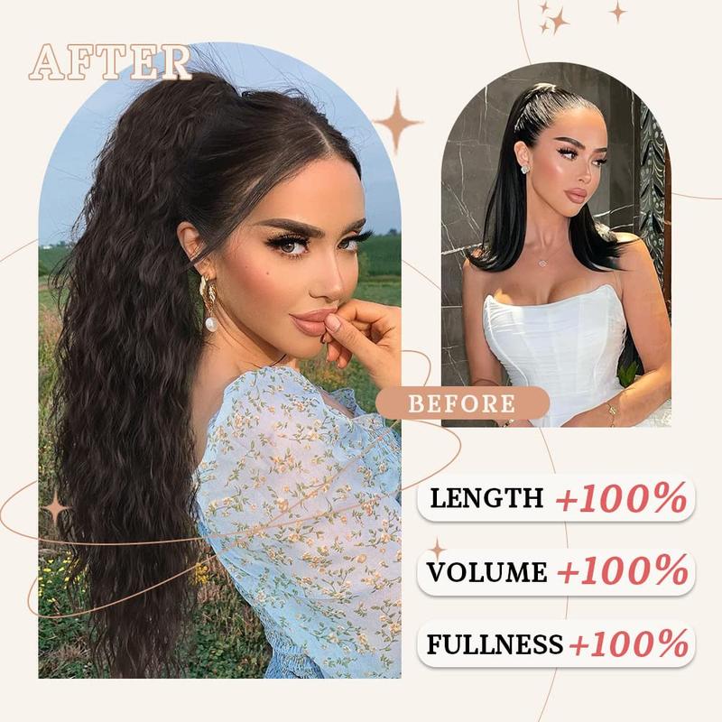 Hair Extension Claw Ponytail Long Wavy Ponytail Extension Black Brown 30 Inch Curly Clip Ponytail in Hair Extensions For Women Fluffy Natural Looking Synthetic Hairpiece for Daily Use Easy To Go ORSUNCER HAIR