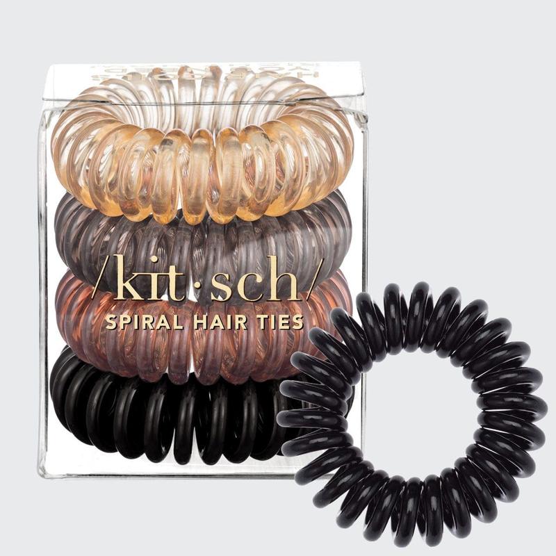 Spiral Hair Ties 4 Pc - Brunette