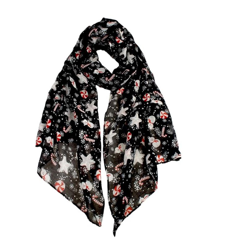 Soft Festive Prints Christmas Scarf for Women - Lightweight Holiday Wrap, Perfect Gift for Fall & Winter