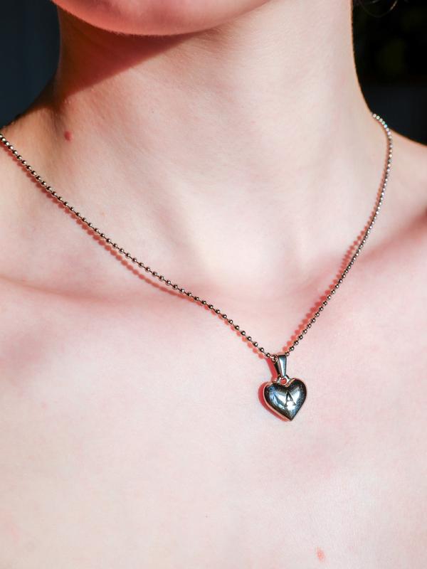 Initial Heart Necklace | Waterproof Jewelry | Silver Stainless Steel and Gold